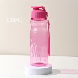 pink drinking water bottle