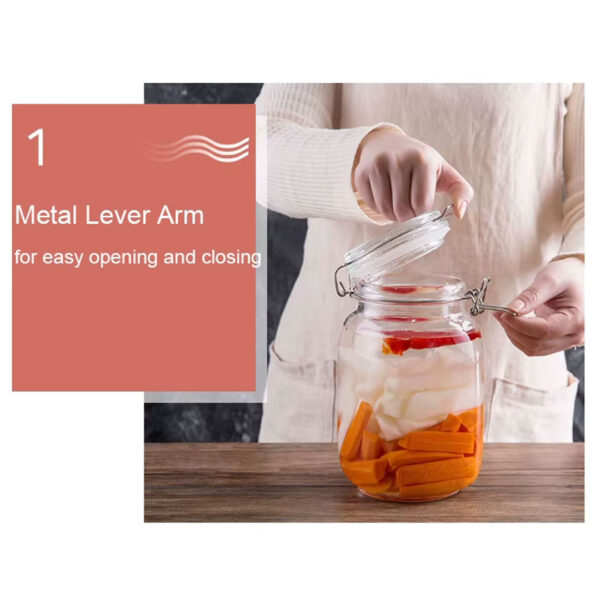 500 to 2000ml Glass Jar with Airtight Metal Clip