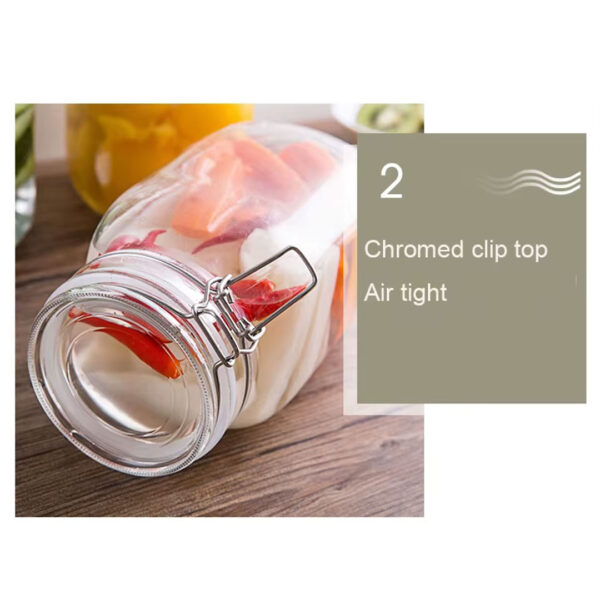 500 to 2000ml Glass Jar with Airtight Metal Clip