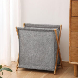 Foldable Bamboo Laundry Basket - Grey
