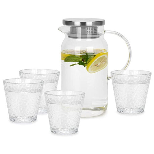 Borosilicate Glass Jug Set With 4pcs Glasses