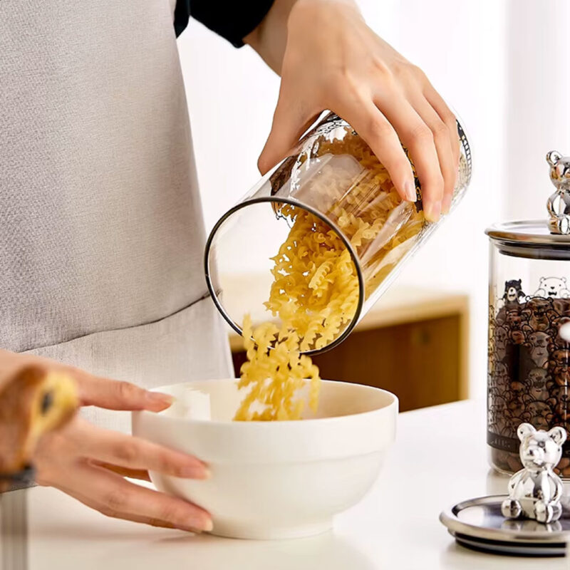 Glass Storage Jars with Bear Lid