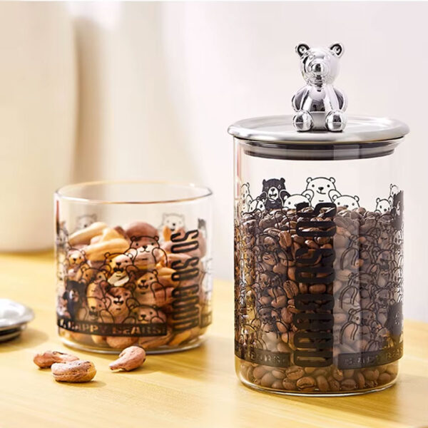 Glass Storage Jars with Bear Lid