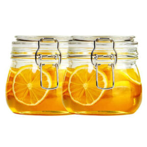 Airtight Glass Jars With Metal Clip (Rounded Bottom)