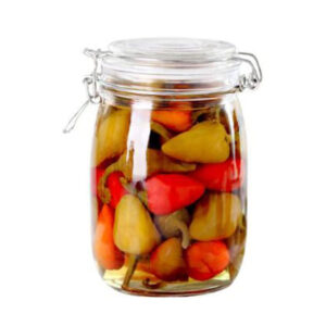 Airtight Glass Jars With Metal Clip (Rounded Bottom)
