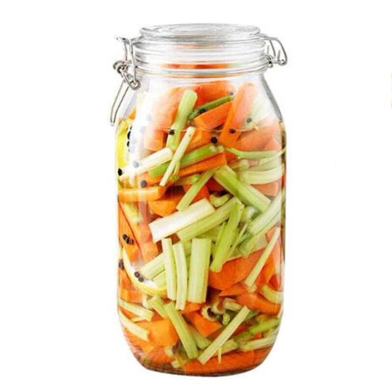 Airtight Glass Jars With Metal Clip (Rounded Bottom)