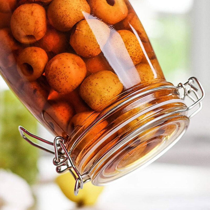 Airtight Glass Jars With Metal Clip (Rounded Bottom)