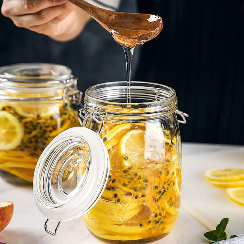 Airtight Glass Jars With Metal Clip (Rounded Bottom)