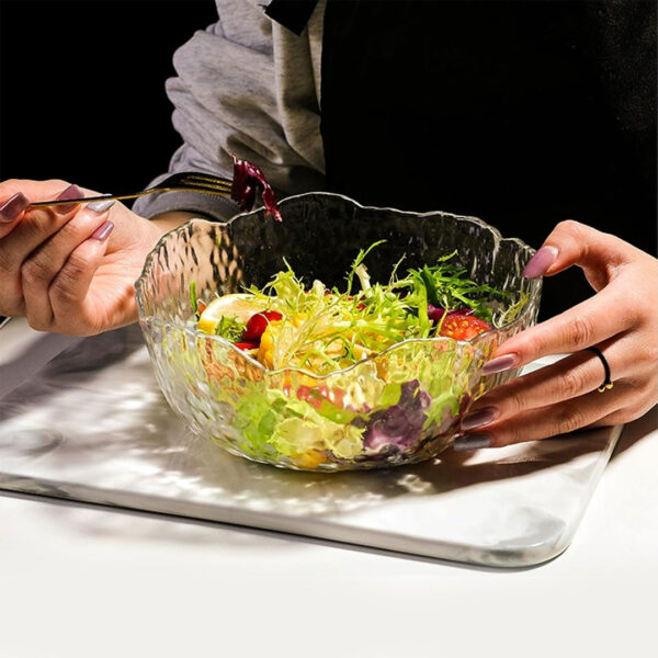 Textured Glass Bowl with Jagged Edge