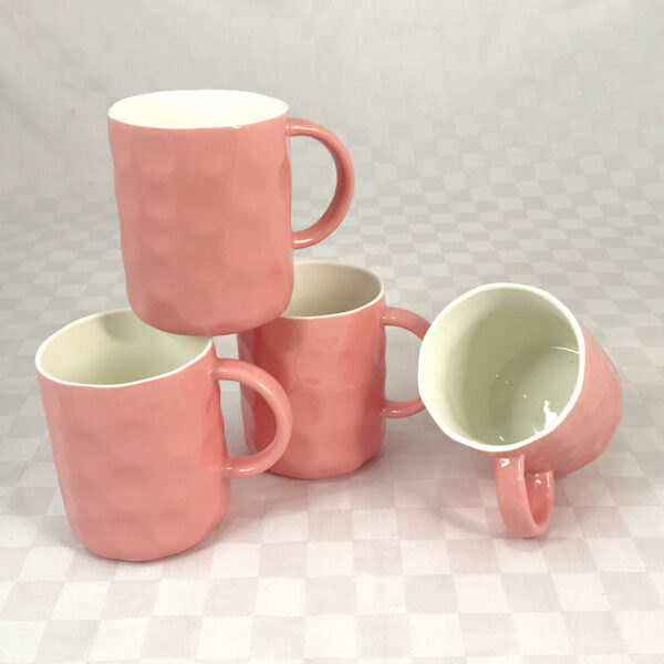 Ceramic Pink Dimpled Mug 380ml - Image 2