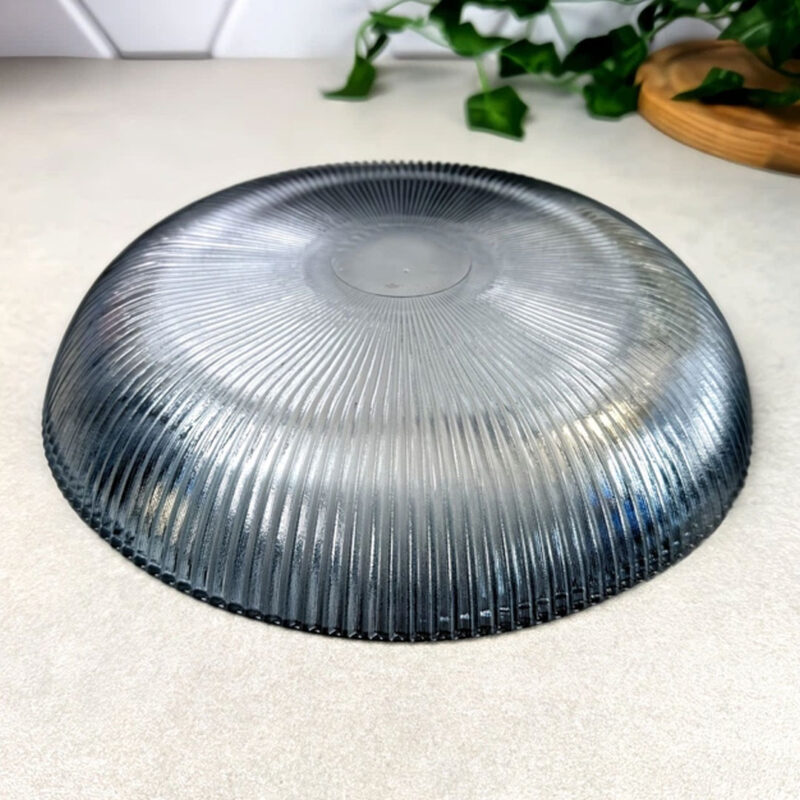 23cm Glass Deep Plate with Ribbed Pattern