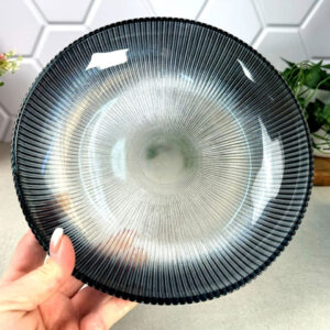 23cm Glass Deep Plate with Ribbed Pattern