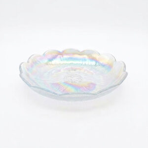 22cm Glass Deep Plate - Iridescent Rainbow Finish