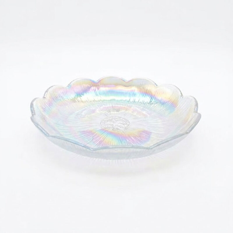 22cm Glass Deep Plate - Iridescent Rainbow Finish