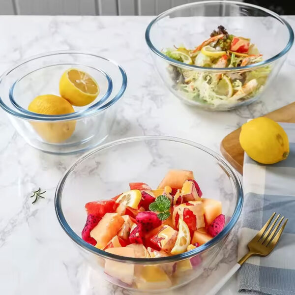 3L 23cm Clear Glass Mixing Bowl