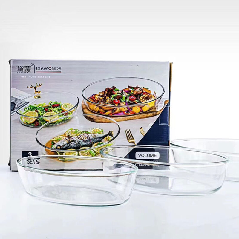 tylp-l3-(1) 3pc Oval Glass Baking Dish Set,1.5, 2 & 3L TYKP-L3