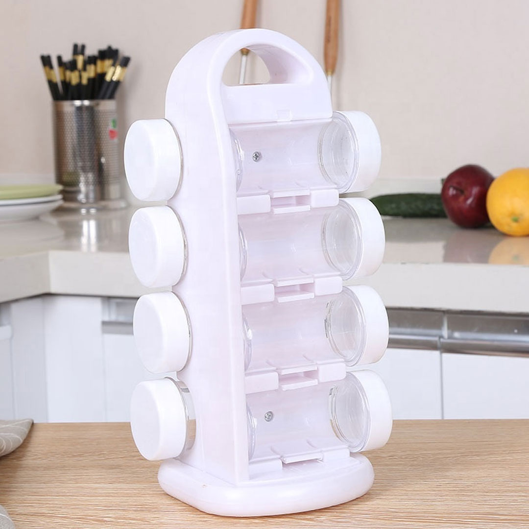 Revolving Spice Rack with 8 Jars and 360° Rotation