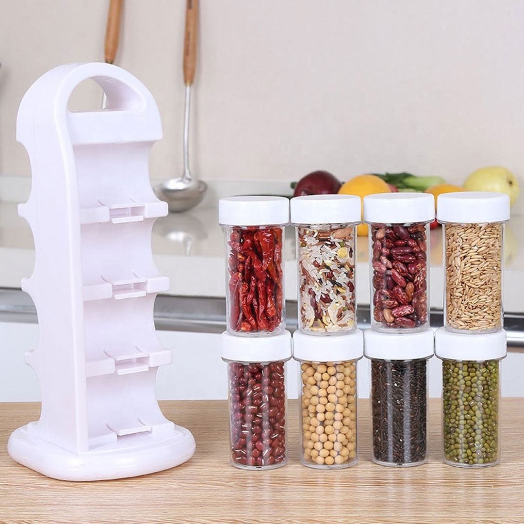 Revolving Spice Rack with 8 Jars and 360° Rotation