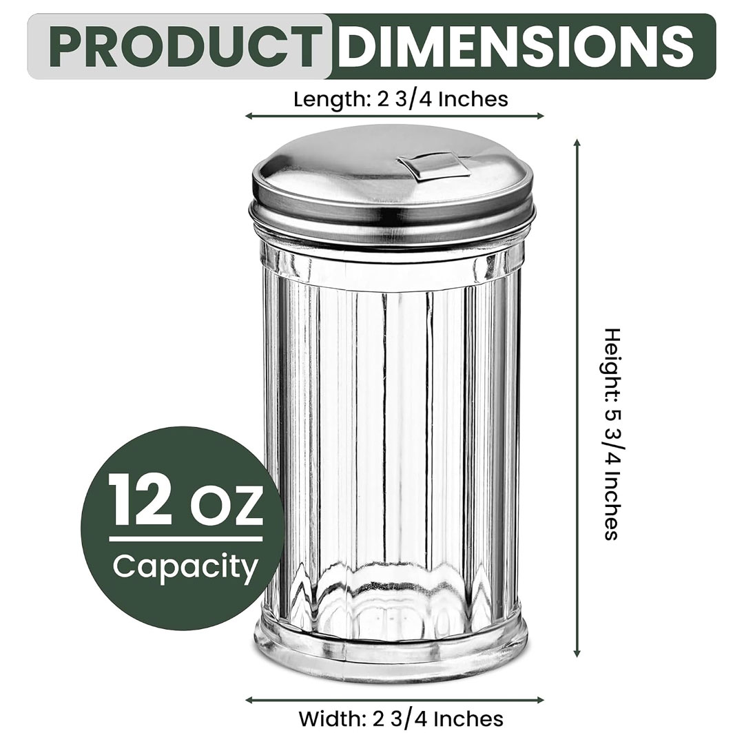 Glass Sugar Pourer with Stainless Steel Flip Top Lid