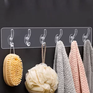 Self-Adhesive Transparent Wall Hook Rack