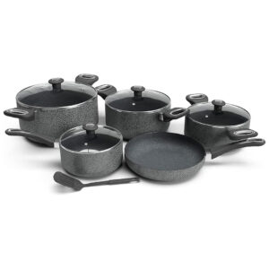 DELICI ACS10HE 10Pcs Nonstick Granite Cookware Set with 5 layer Super Coating
