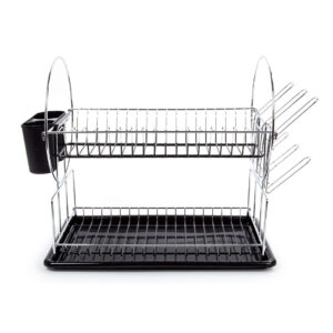 Stainless Steel Dish Drying Rack with Black Drip Tray