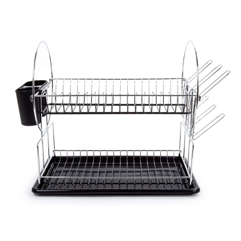Stainless-Steel-Dish-Drying-Rack-with-Black-Drip-Tray-0 Stainless Steel Dish Drying Rack with Black Drip Tray