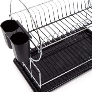 Stainless Steel Dish Drying Rack with Black Drip Tray 3 Stainless Steel Dish Rack With Black Drip Tray