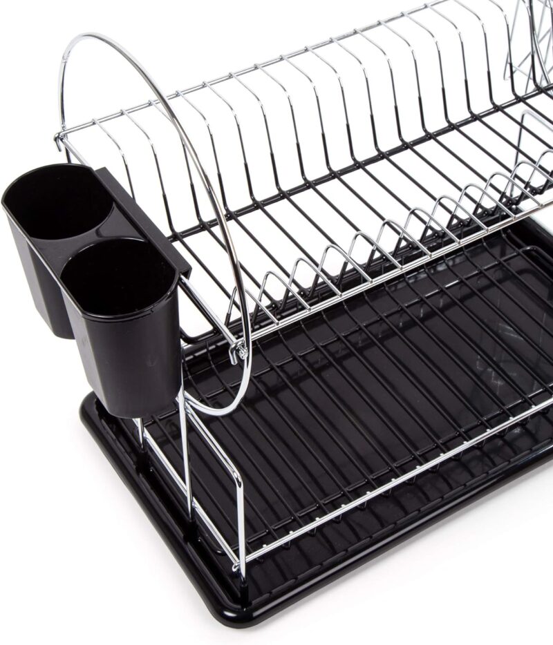 Stainless Steel Dish Drying Rack with Black Drip Tray 3 Stainless Steel Dish Rack With Black Drip Tray