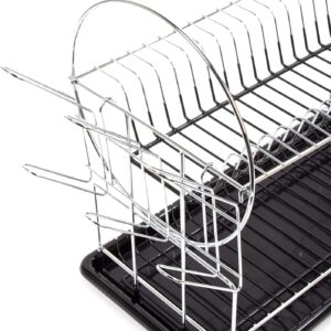 Stainless Steel Dish Drying Rack with Black Drip Tray 4 Stainless Steel Dish Drying Rack with Black Drip Tray