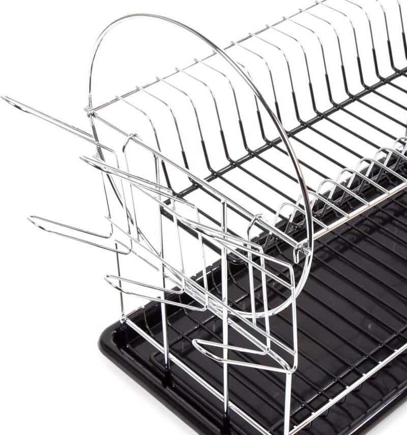 Stainless Steel Dish Drying Rack with Black Drip Tray 4 Stainless Steel Dish Drying Rack with Black Drip Tray