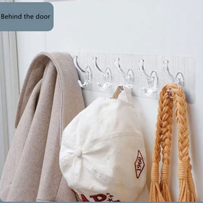 Transparent-Wall-Hook-Rack-2 Self-Adhesive Transparent Wall Hook Rack