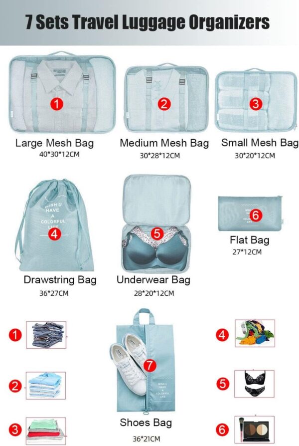 suitcase organizer sizes