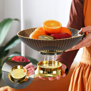 Brown & Gold Fruit Bowl with Drain Base