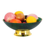 Green & Gold Fruit Bowl with Drain Base