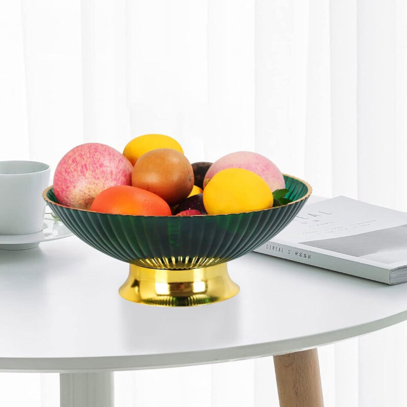 green-and-gold-fruit-bowl-2 Green & Gold Fruit Bowl with Drain Base