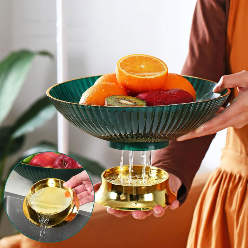 green-and-gold-fruit-bowl-5 Green & Gold Fruit Bowl with Drain Base
