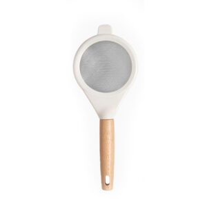 strainer with wooden handle