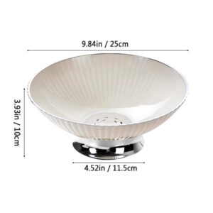 White & Silver Fruit Bowl with Drain Base
