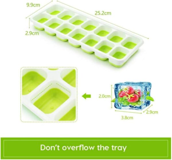 14 Grids Silicone Ice Cube Tray Tray with Erase Cover