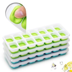 14 Grids Silicone Ice Cube Tray Tray with Erase Cover