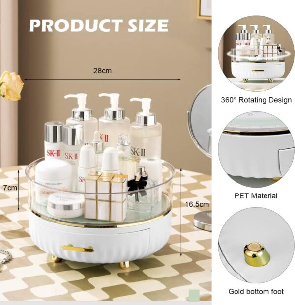 360° Rotating Cosmetic Organizer with Drawer