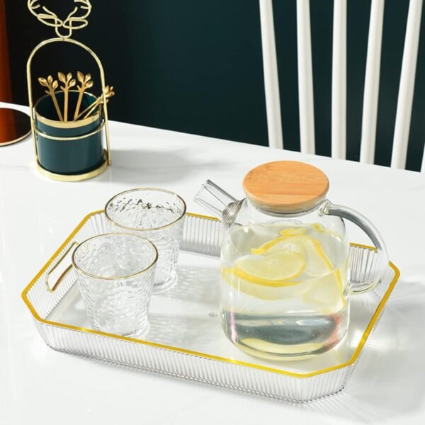 rectangular serving tray with golden rim