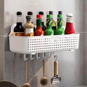 Wall-Mounted Kitchen Storage Rack with Hooks