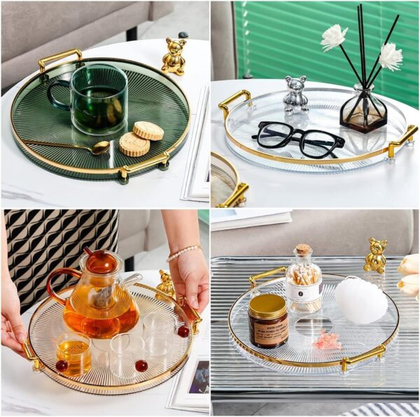 Round Acrylic Tray with Golden Handles