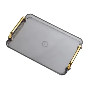 30 & 40cm Acrylic Rectangular Tray with Gold Handles