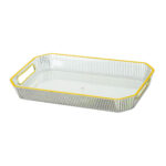 Clear Rectangular Trays with Golden Rim