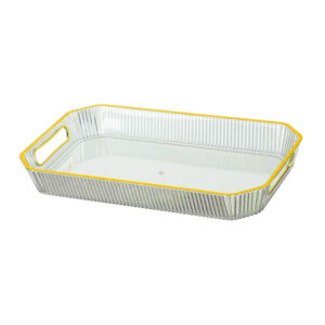 Clear Rectangular Trays with Golden Rim