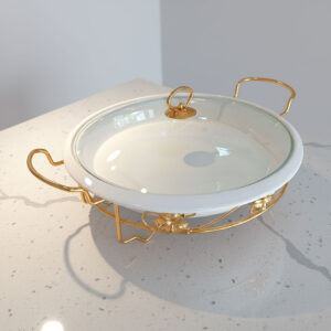 Round Porcelain Chafing Dish or Food Warmer