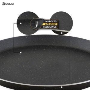 delici-atp28ge-dark-spatter-coating-aluminium-non-stick-tawa-pan (2) Granite Nonstick Tawa Pan 28cm Grey - ATP28GE Delici